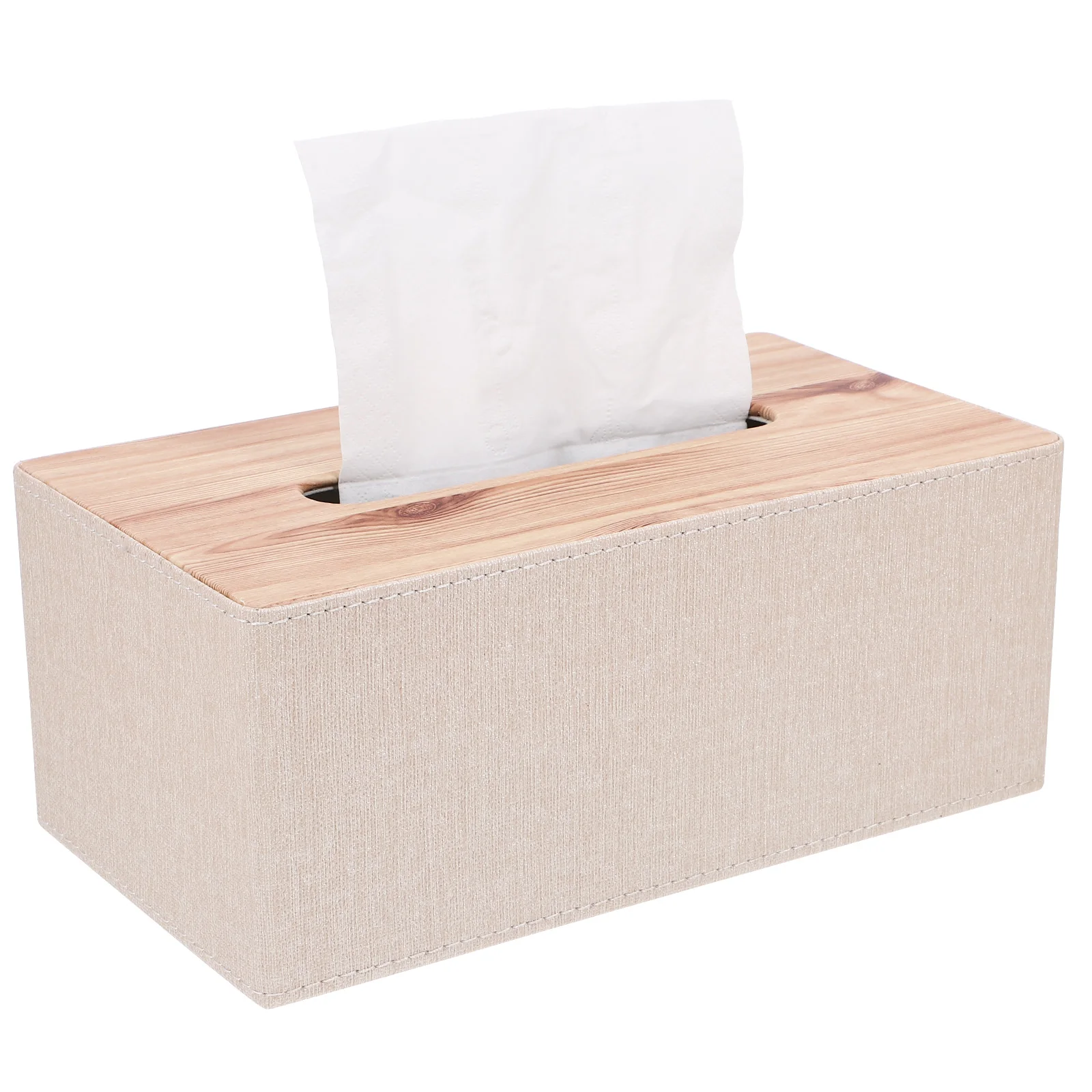 

PU Tissue Box Cover Simple Storage Holder for Home Office Hotel Density Board Rectangle Access