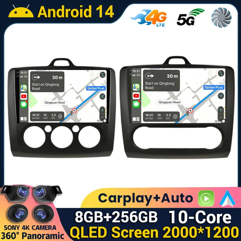 

Android 14 Carplay Auto Car Radio For Ford Focus Exi MT AT 2004-2011 Multimedia Player GPS Navigation Head Unit 2din WIFI+4G DSP