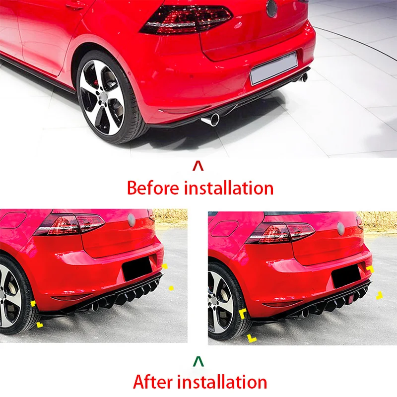 لسيارة VW Golf 7 MK7 Standard/GTI/GTD Diffusore Mento Spoiler con Luci Accessori Corpo Kit ضبط السيارة Paraurti Posteriore Labbro