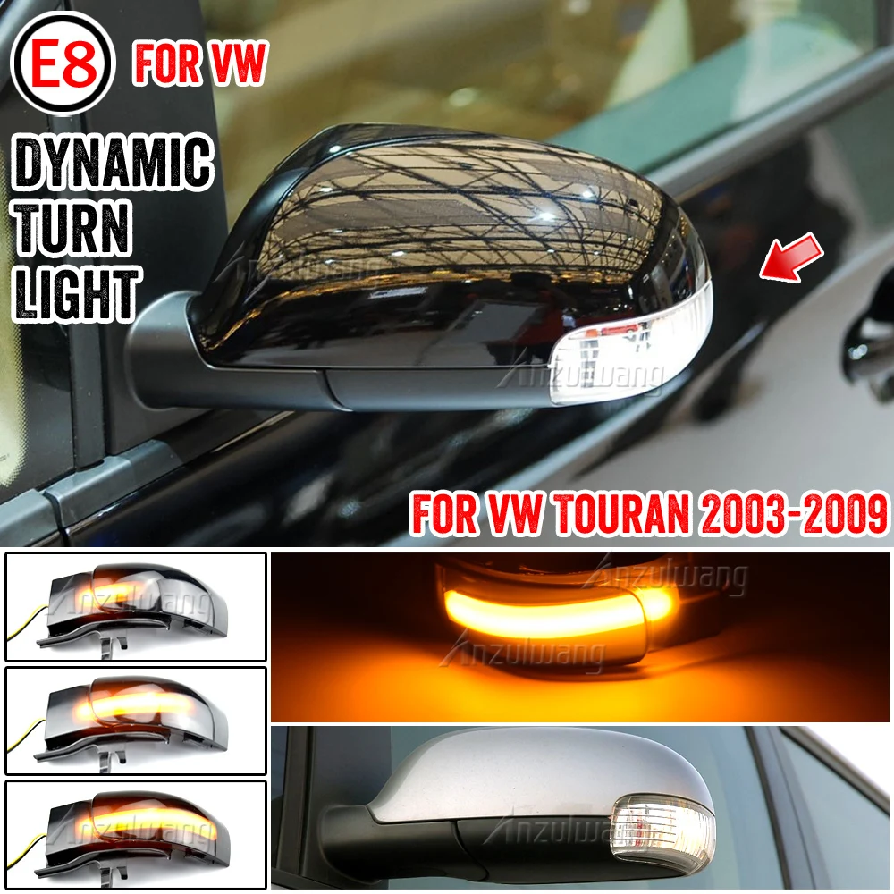 

2xLED Dynamic Turn Signal Blinker For VW Touran 1T1/1T2 2003 2004 2005 2006-2009 Side Sequential Rearview Mirror Indicator Light
