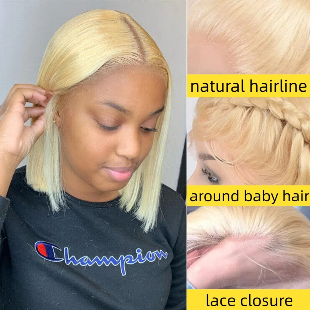 613 curto em linha reta bob peruca de cabelo humano 13x4 frente do laço bob peruca cabelo humano 200% loira bob peruca cabelo humano pré arrancado com