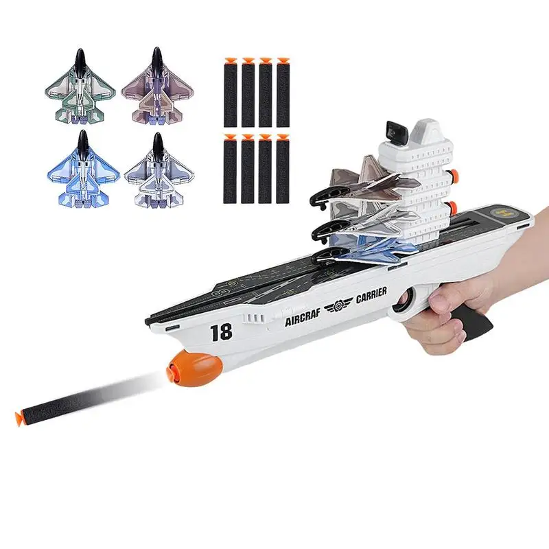 

Aircraft Carrier Catapult Toy For Kids Children's Flying Foam Glider Catapult Model EVA Outdoor Toy For Garden Lawn Park