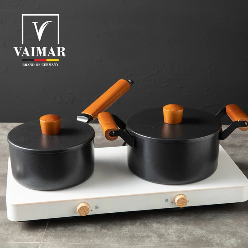 [VAIMR]-وعاء صلب مقاوم للصدأ للفاصوليا السوداء ، طقم إناء 2 ، 16 + 18 محيط محيطي