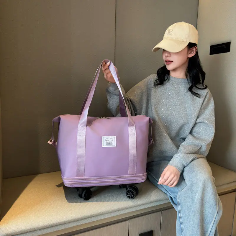 Carro de viaje de gran capacidad, bolsa de almacenamiento de equipaje con ruedas, polea impermeable, portátil, plegable, extensible, ropa de moda