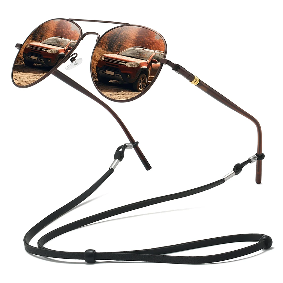 

Солнцезащитные очки с цепочкой, классические модные очки-авиаторы с металлической оправой, унисекс, для рыбалки, бега, вождения, альпинизма, защитные очки