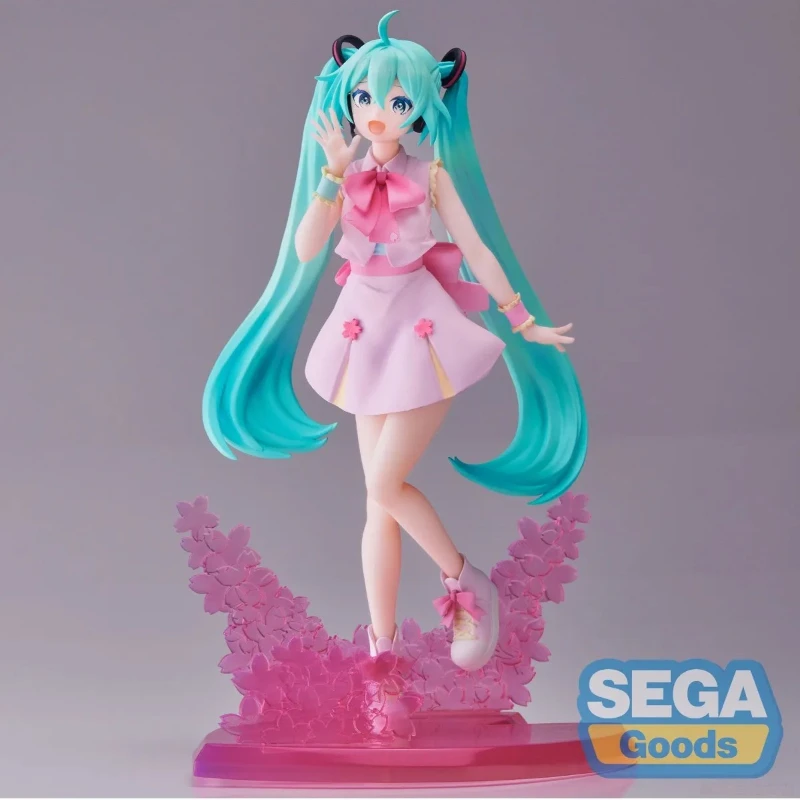 

В наличии оригинальная серия SEGA Luminasta Hatsune Miku Sakura Miku, настольная милая кукла, аниме, экшн-фигурка, игрушка, подарочная модель, коллекция