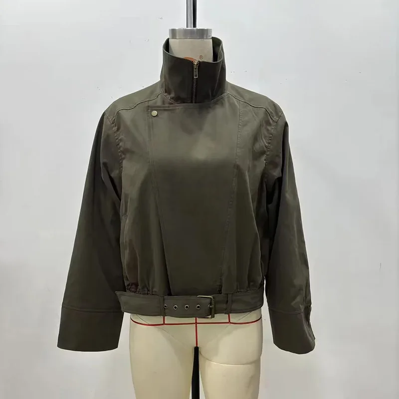 ANJY ربيع الخريف جديد إمرأة موضة الكورية نمط الوقوف طوق الزنانير تصميم سترة العصرية عادية تقسم سليم الشرير معطف A16937 #5