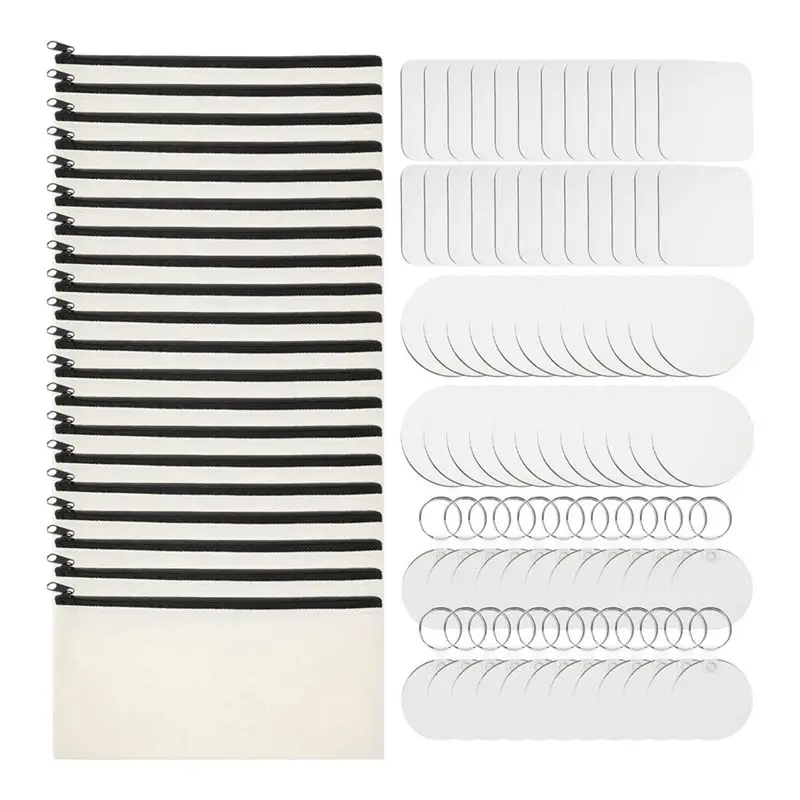 A21I-DIY Sublimation Blanks Product Sets Sublimation Kit Include For Beginners Transfer Craft Sublimation Canvas Makeup Bag