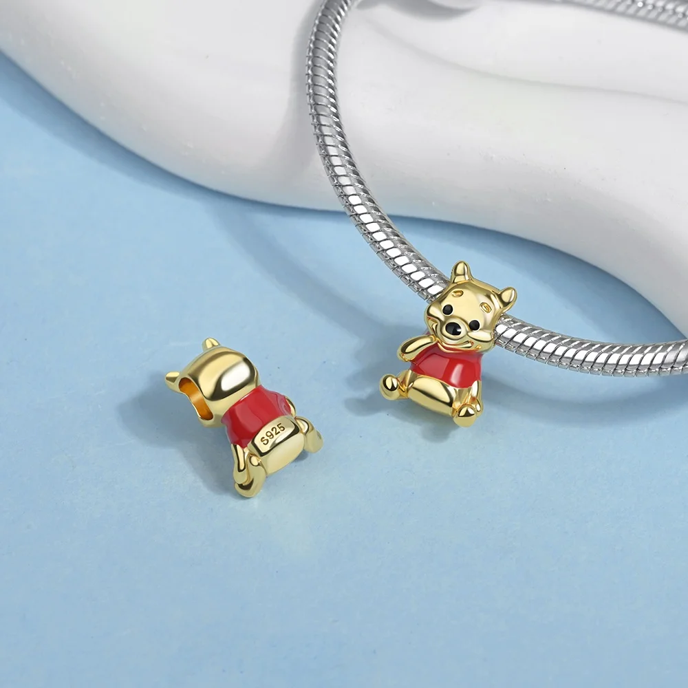 925 Silver Potdemiel Disney Mickey Winnie The Pooh Charms Pendant Fit For Necklace Original Bracelet DIY Fine Women's Party Gift view 6