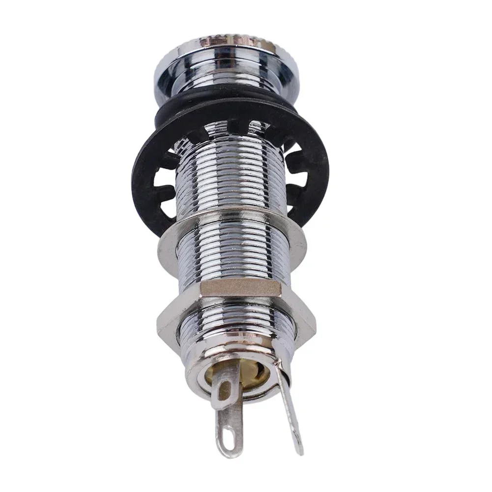 

6.35mm Electric Guitar Bass Jack Plug Socket 1/4 Inch Stereo Output Input Brass Straight Ribbed Tube Jack Socket Plug