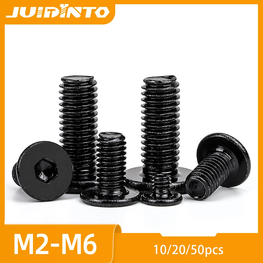 20-50PCS 10.9 Grade Black Plated Steel Hex Socket Ultra Thin Wafer Head Screws M2 M2.5 M3 M4 M5 M6 Low Profile Machine Screws