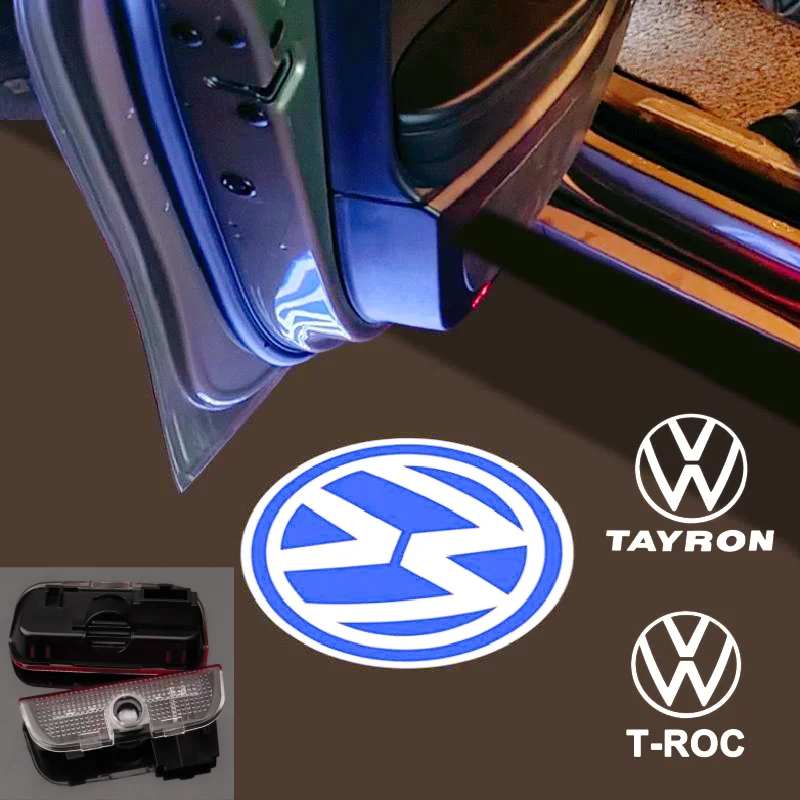 

HD 2Pcs LED car logo door projection welcome light for Volkswagen T-ROC TAYRON ccessories for VW car luces led