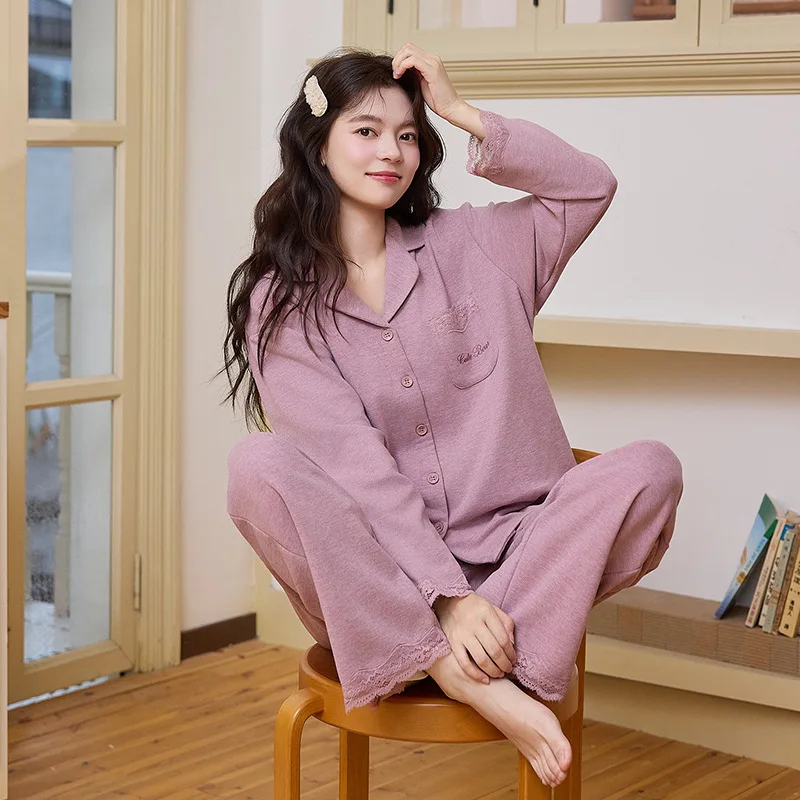 2026 Winter Thermal Velvet Pajamas for Women Thickened Cardigan Long Sleeve and Long Pant 2Pcs Sleepwear Korean Simple Homewear