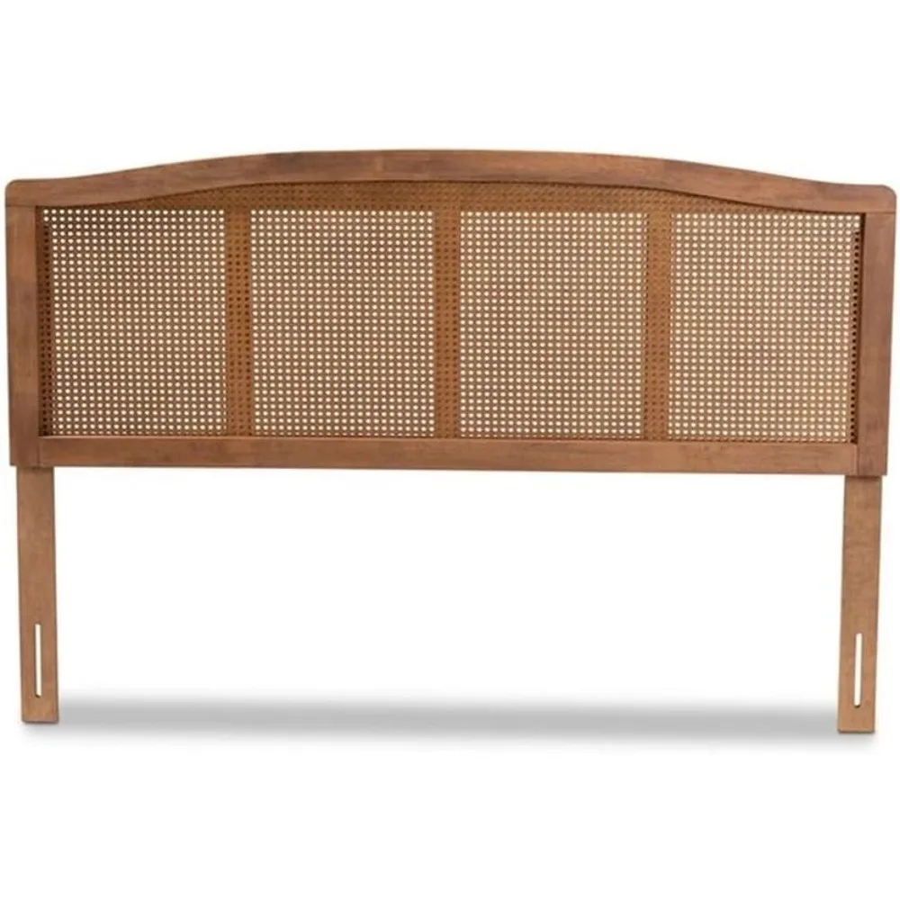 لوح رأسي صناعي من الخيزران والمطاط الصلب بحجم كوين مع تفاصيل منسوجة، أنيق عتيق، 6 فتحات محفورة مسبقًا لـ 5