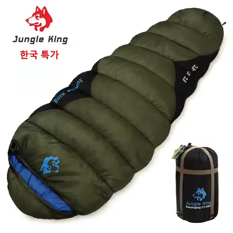 한국 특별 제공 JUNGLE KING CY0903 두꺼운 겨울 추운 날씨 방수 침낭 캠핑 하이킹 용품 -8 ℃   면 침낭
