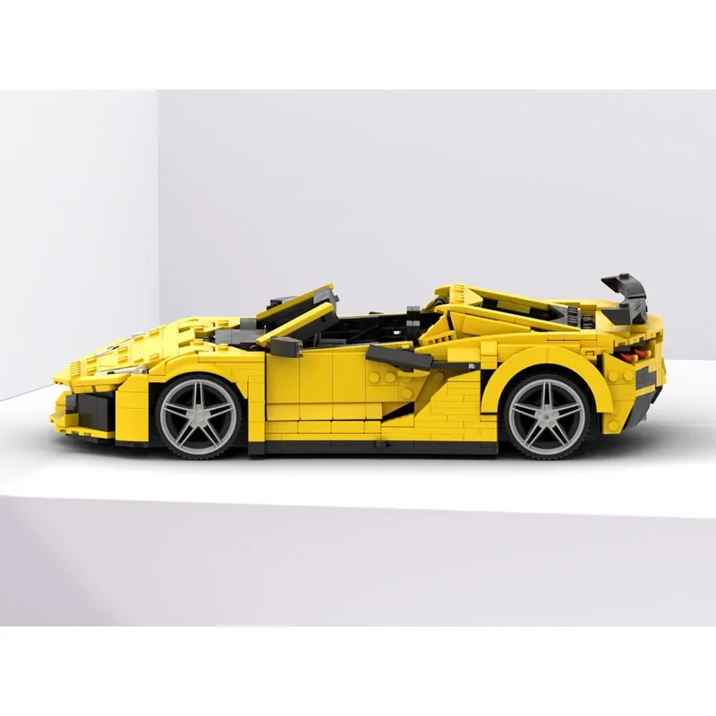 Juego de bloques de construcción modelo coche deportivo Z06 C8, juguete de bloques de construcción de empalme, 1221 piezas, color amarillo, MOC-162190