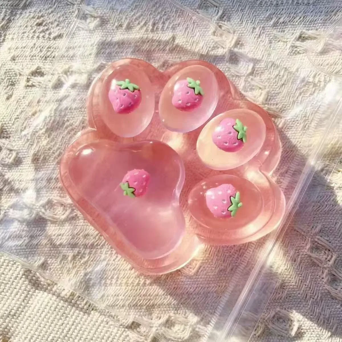 Strawberry Cat Paw Squishy Toy Slow Rebound Stress Relief Soft Squeeze Fidget Toy for Stress Anxiety Relief
