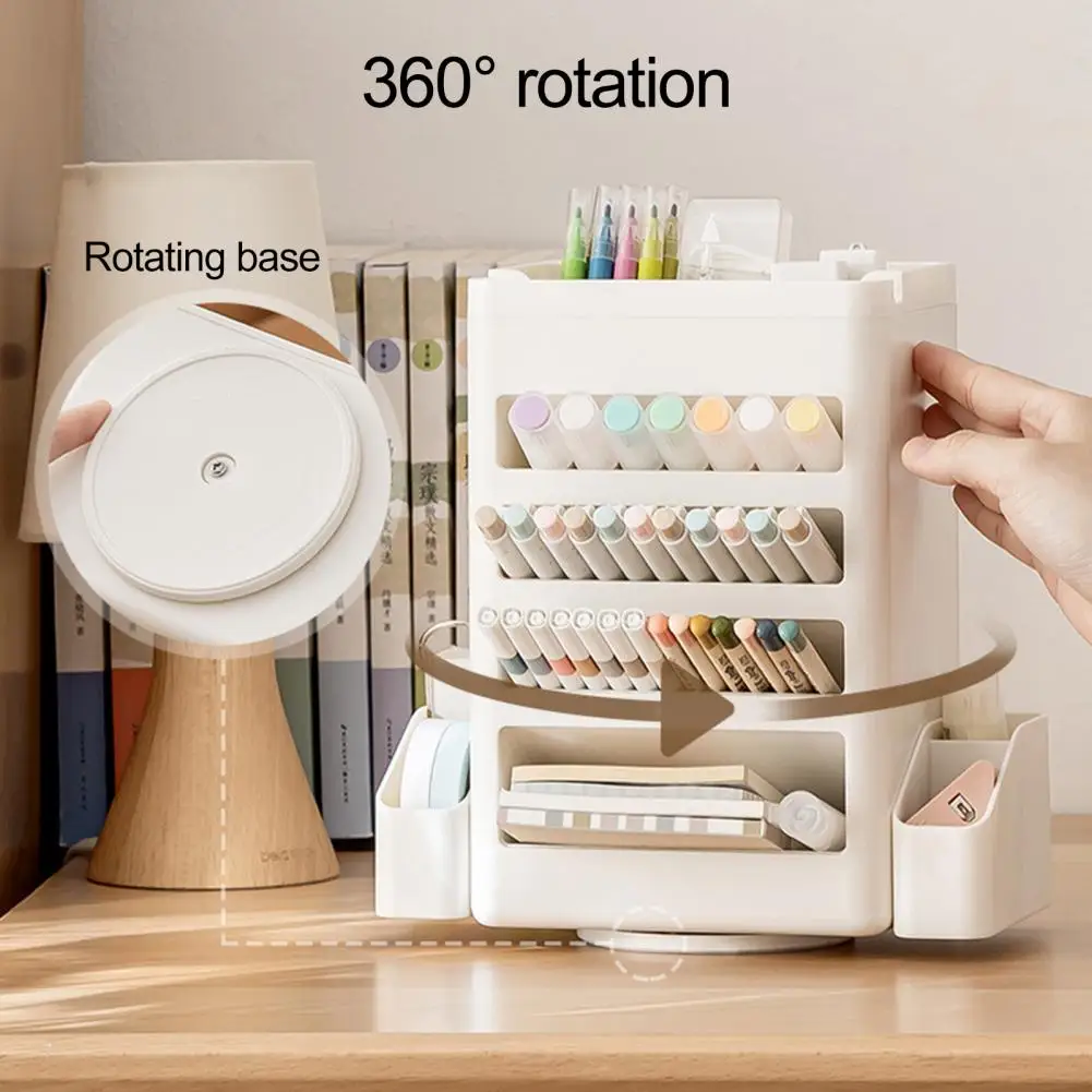 Kids Pen Holder Chore Chart Large Capacity 360-Degree Rotatable Multipurpose Desk Organizer Checklist Task Board Pencil Holder