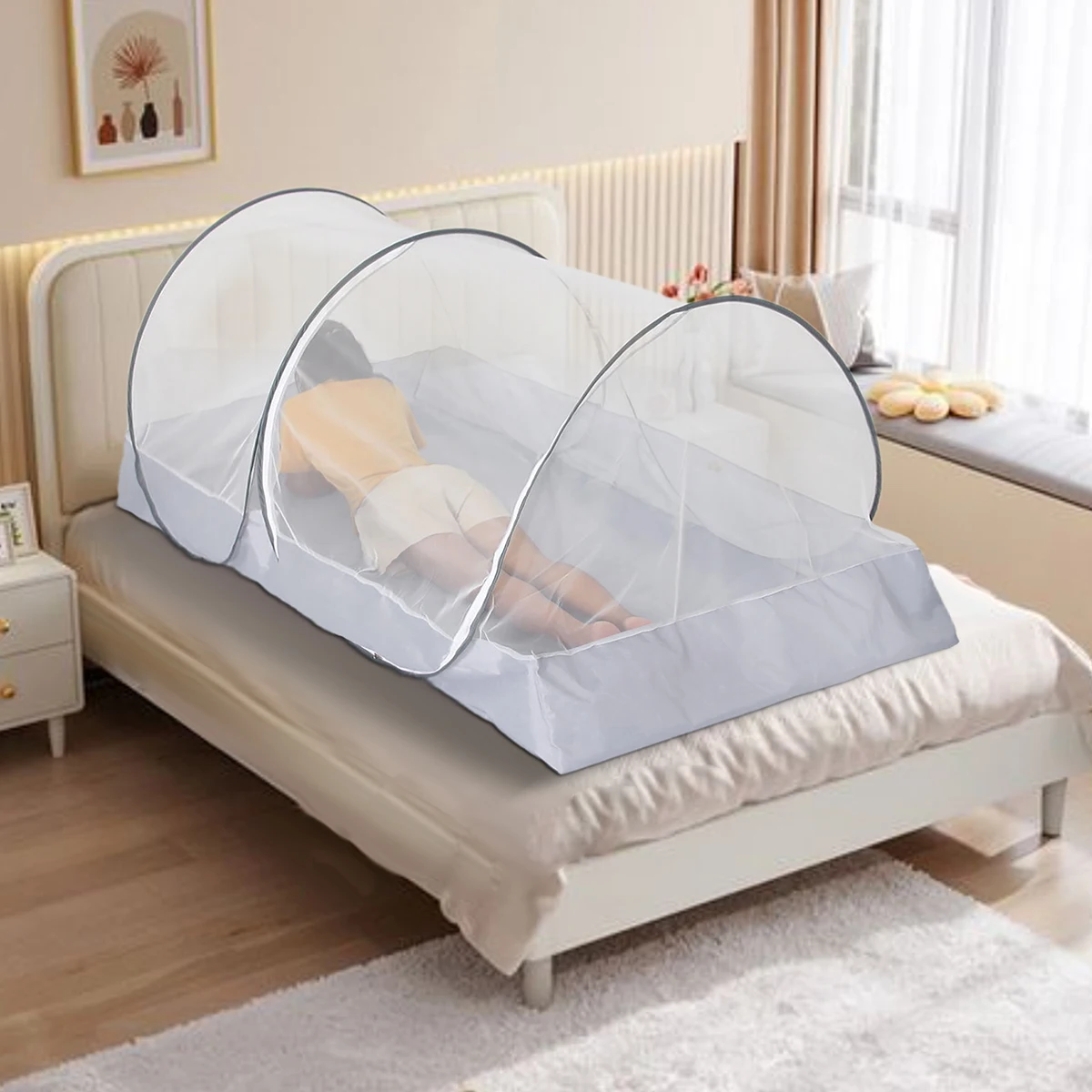 Household Full Cover Mosquito Net with Floor No Installation Bed Camping Outdoor Trip