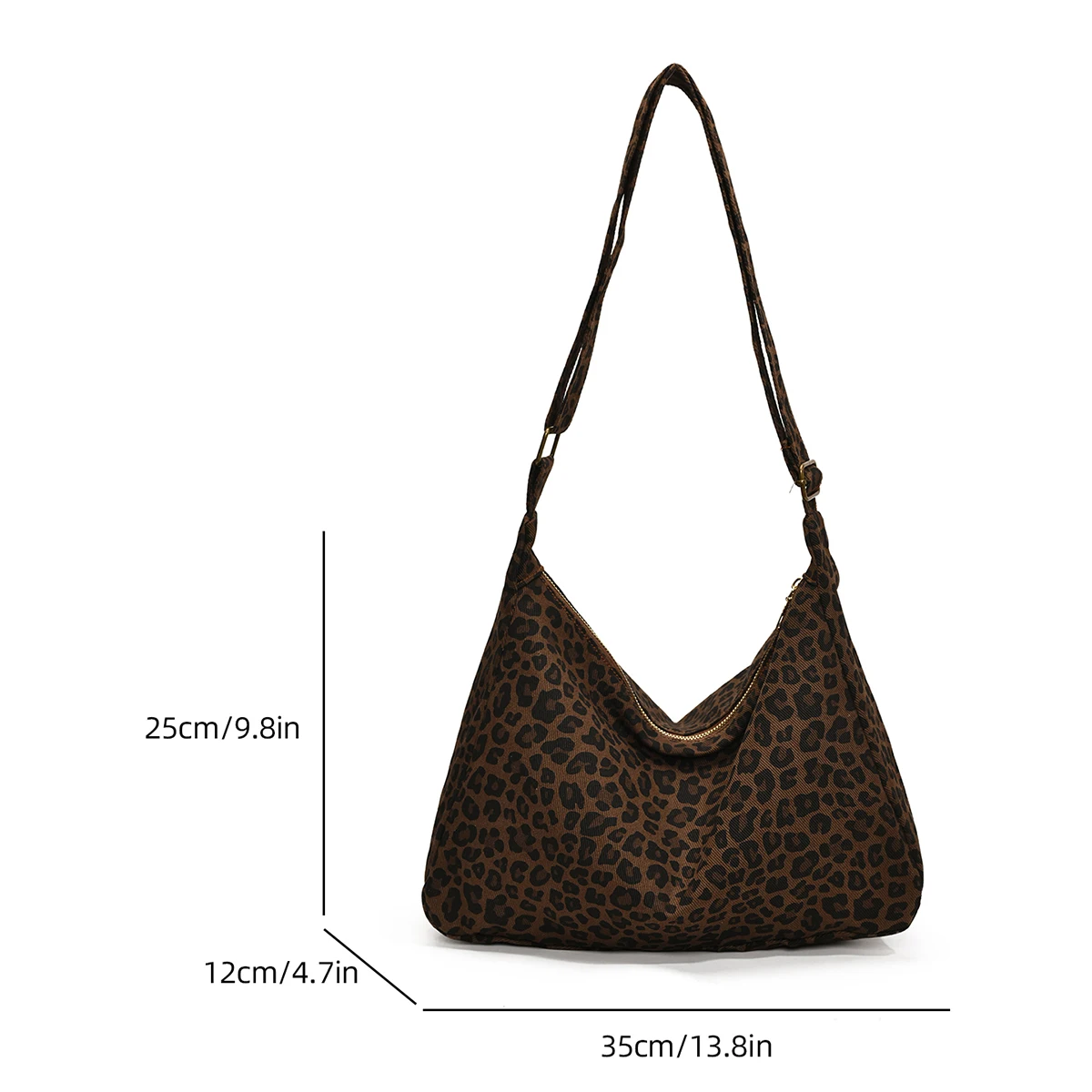 حقيبة كتف نسائية بطبعة جلد الفهد خفيفة الوزن وعالية السعة وحزام كتف قابل للتعديل وحقيبة كروس للاستخدام اليومي