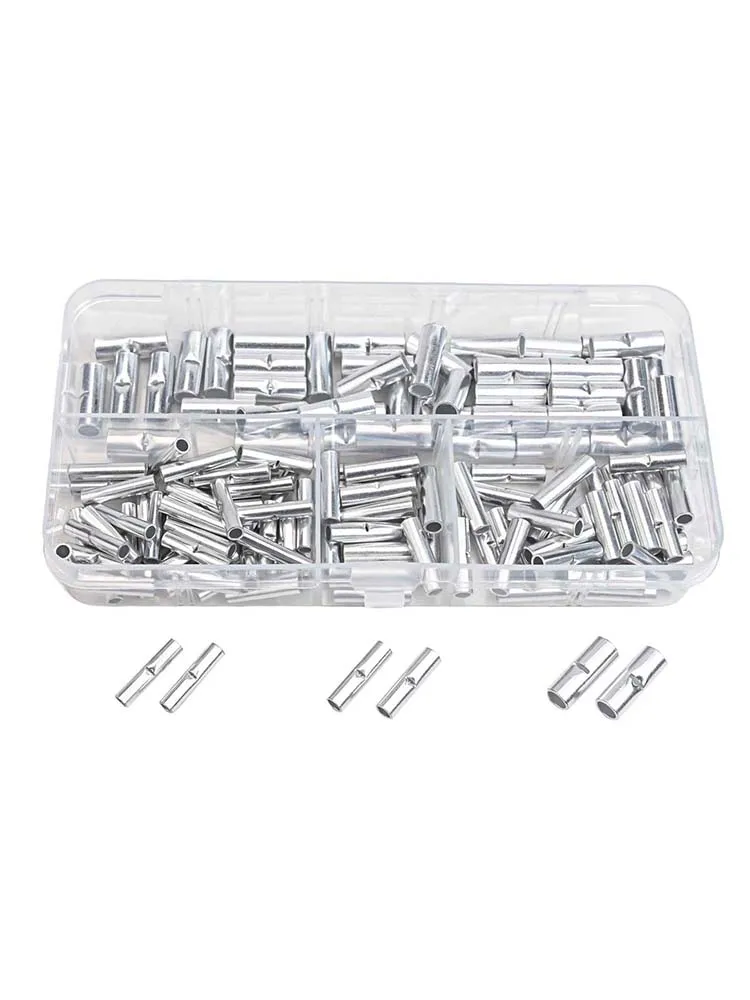 150/200/280Pcs Aluminum Tube Terminal Non Insulated Connectors Wire Butt Connectors Terminal Cable Joint Wire Connectors