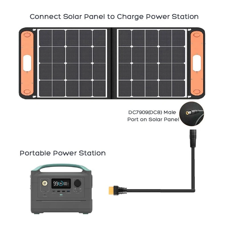 14AWG Dc8mm Female DC7909 To XT60 Female Solar Panel Charging Cable For Ecoflow Goal Zero ALLPOWERS Power Station