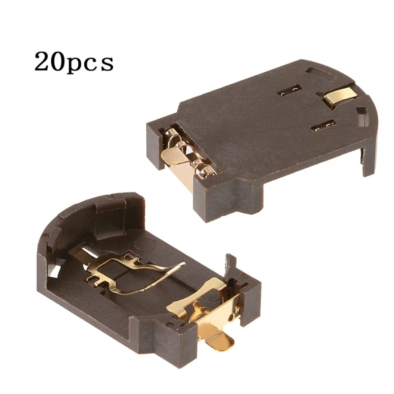 96BA 20 Stück 3V CR2032 horizontaler SMD-Münzknopfbatteriehalter, brauner Behälter – Detail 1