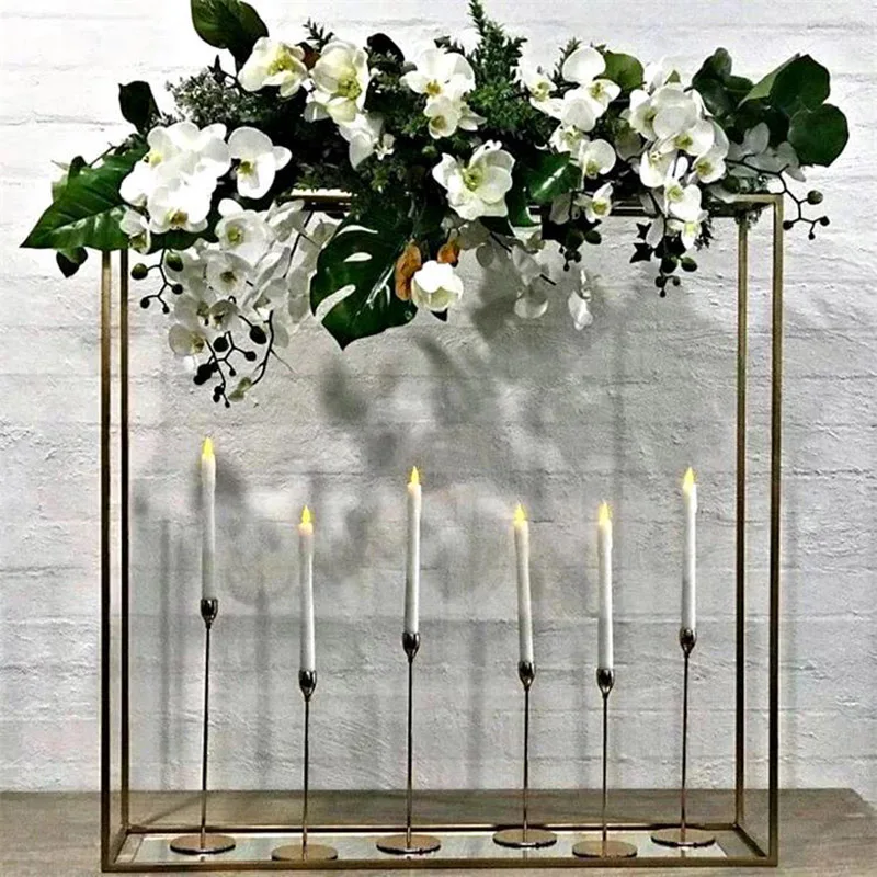 

Square Gold Wedding Table Centerpieces Stand Rectangle Flower Stand Decoration Event