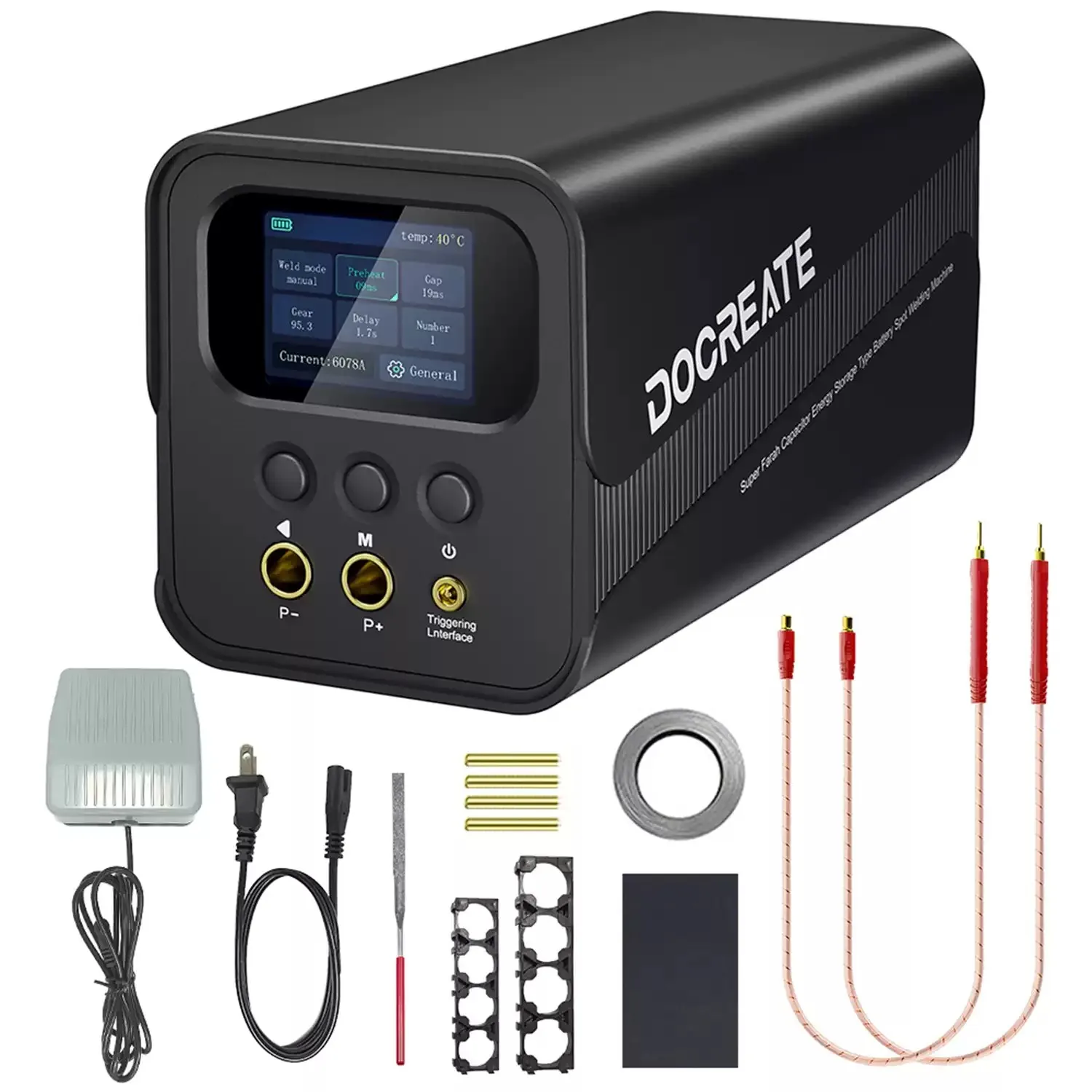 

99 Gears 2000A 11600W 2.0" HD Display Spot Welding Machine Auto/Foot Pedal for 18650 Lithium Battery DIY Nickel Sheet Welding