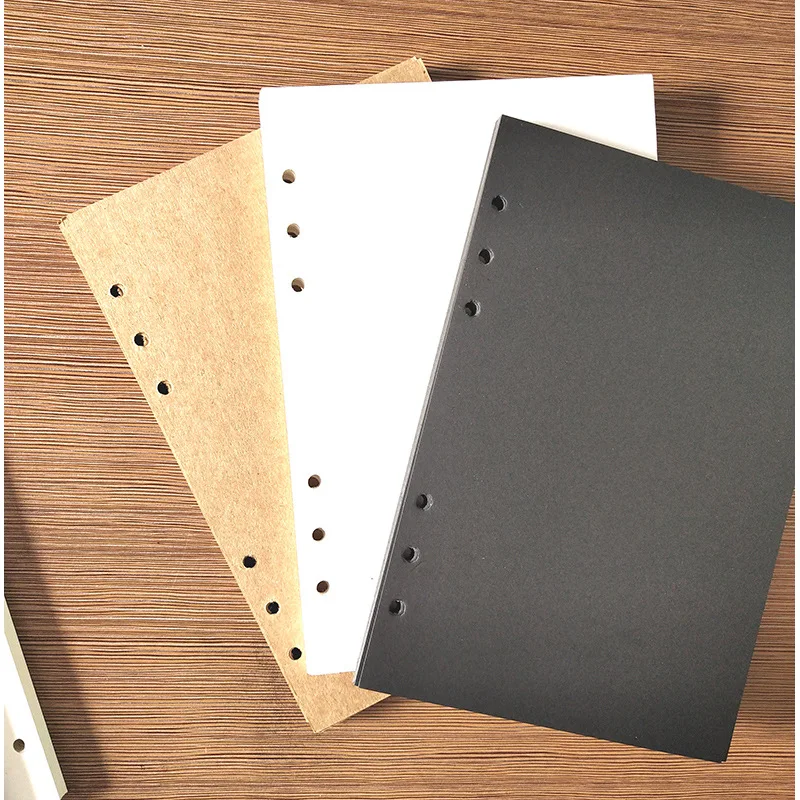 40Sheet Black A5 A6 6-hole Loose-leaf Refill Inner Page Colored Inner Pagel Line Grid Blank Weekly Inside Paper Stationery