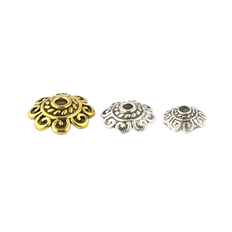 BoYuTe (200 Pieces/Lot) Metal Alloy Antique Gold Silver Plated Flower Bead Caps 8-10-12mm Diy Hand Made Jewelry Accessories