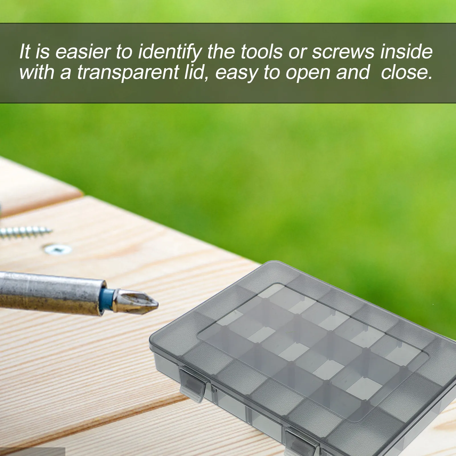 

Plastic Parts Storage Box Portable Tools Organizer Multi Compartment Transparent Lid Handle Screws Hardware Case