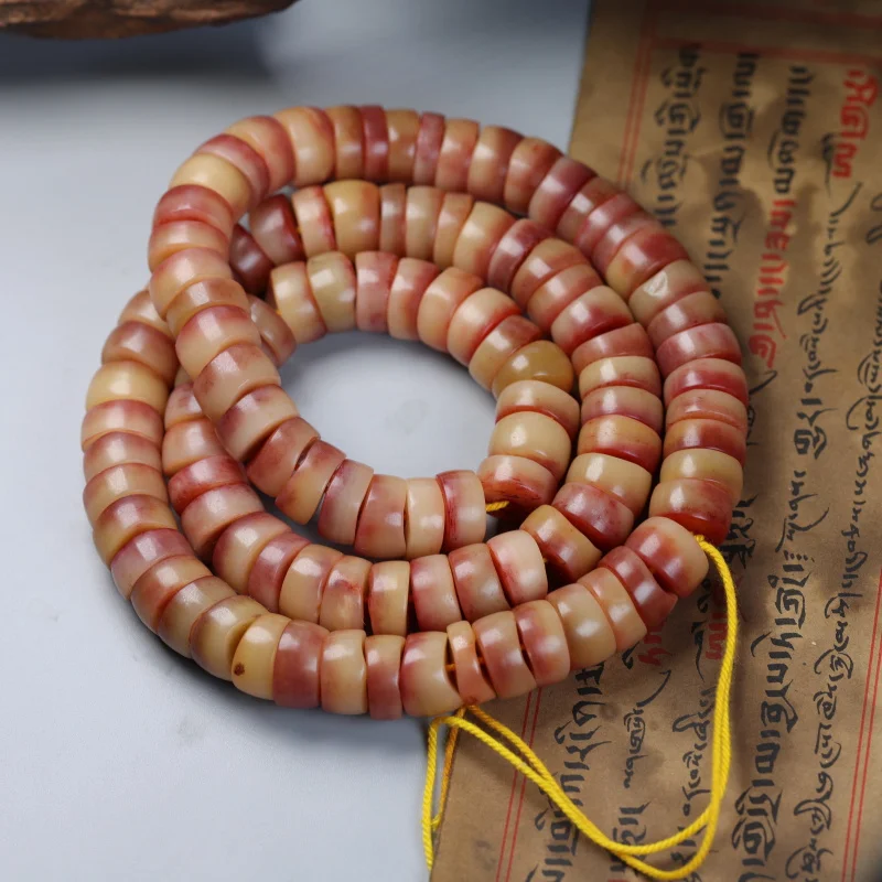 semi-finished products, jadeified bone abacus , , irregular-shaped large intestine beads, 108-
