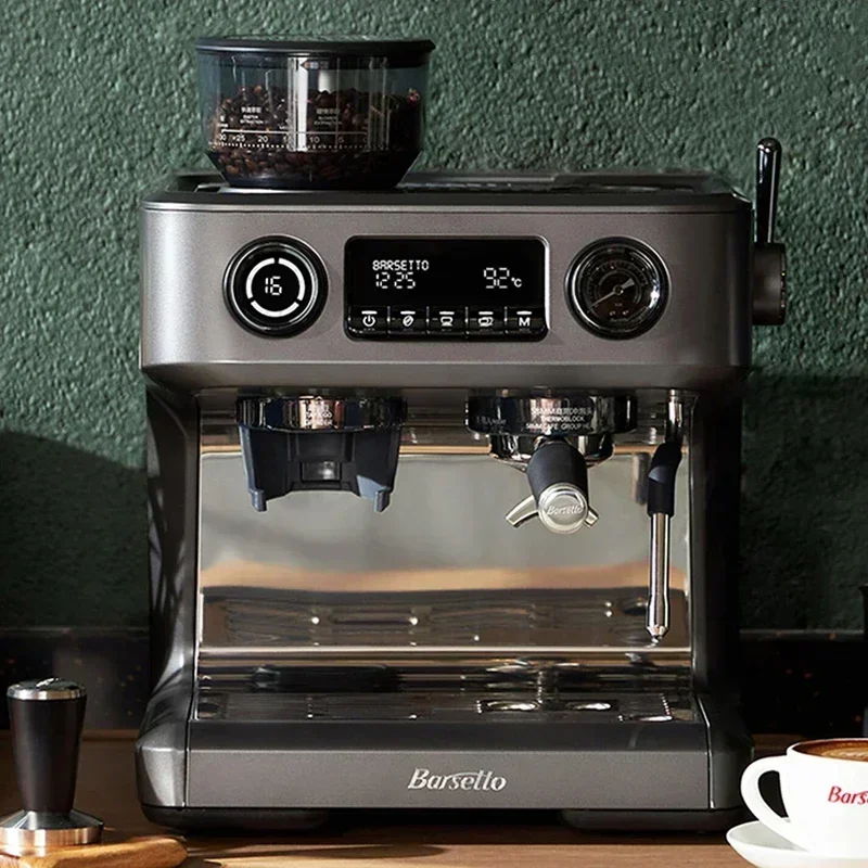 Barsetto V1 Espresso Machine Maker with Built in Grinder Milk Frother 20Bar Semi-automatic Italian Espresso Coffee Maker