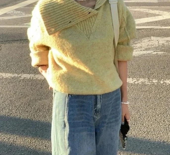 Frisches Ankunfts-Top-Shirt, stilvoller, modischer Strickpullover mit Kragen für Damen, neues Design, Sensation, elegante Herbstsaison