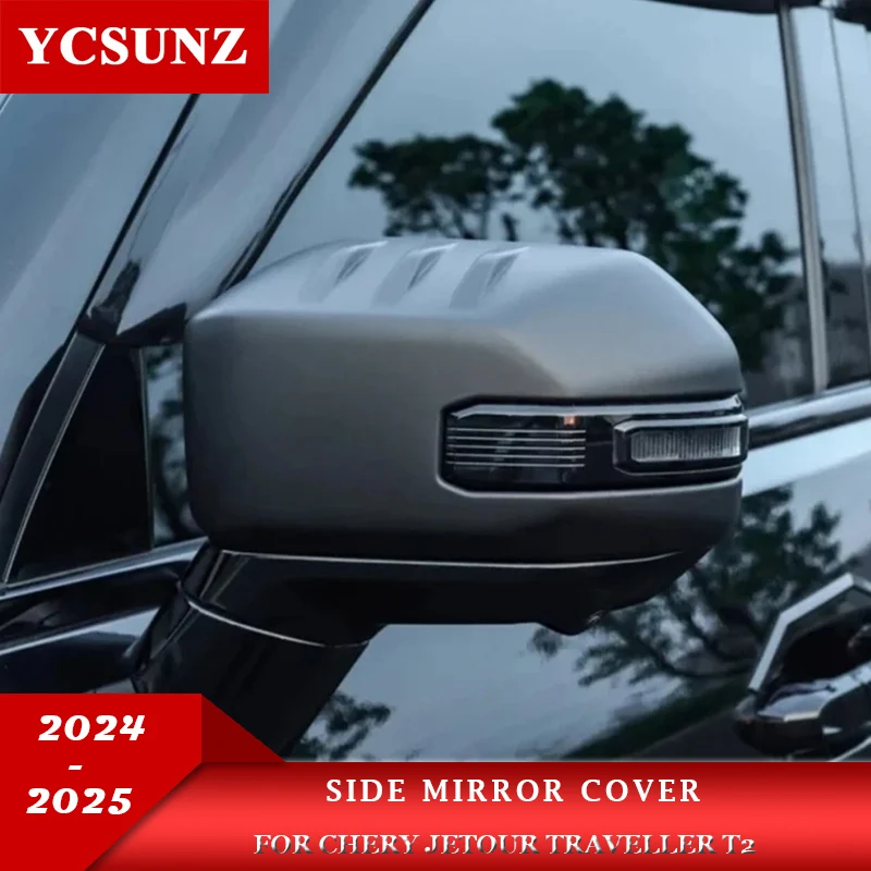 

Matte Black Rearview Mirror Caps Decorative Cover For Chery Jetour Traveller T2 2024 2025 Car Accessories