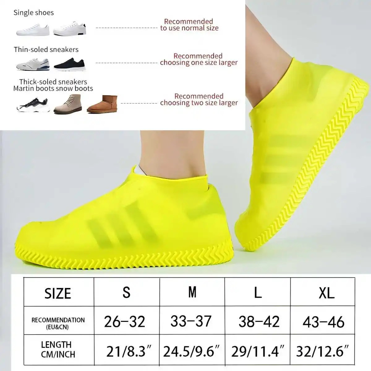 Waterproof Rain Shoes Covers Silicone Non-slip Wear-resistant Outdoor Adult Children Boots Portable Elastic Reusable