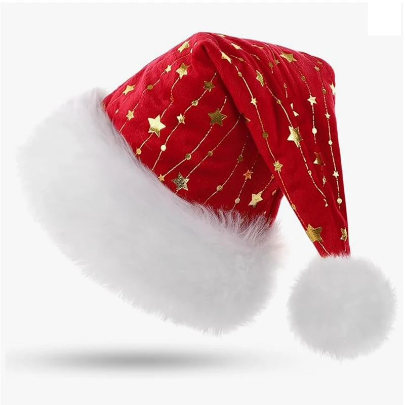 Weihnachtsdekorationshut, heißgepresste Goldwollmütze, Plüsch-Weihnachtsmütze, Mütze aus Vliesstoff, hängende Weihnachtsdekoration