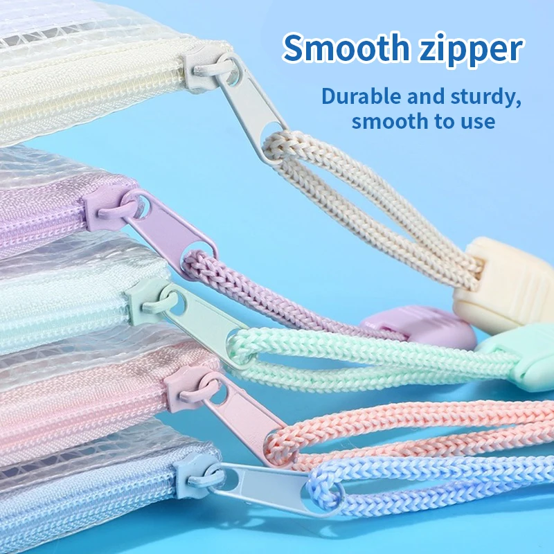 5/10/20/30PCS Mesh Zipper Pouch Waterproof Plastic A4 A5 Stationery Storage Bag For Travel Storage Office Document Organize Bag