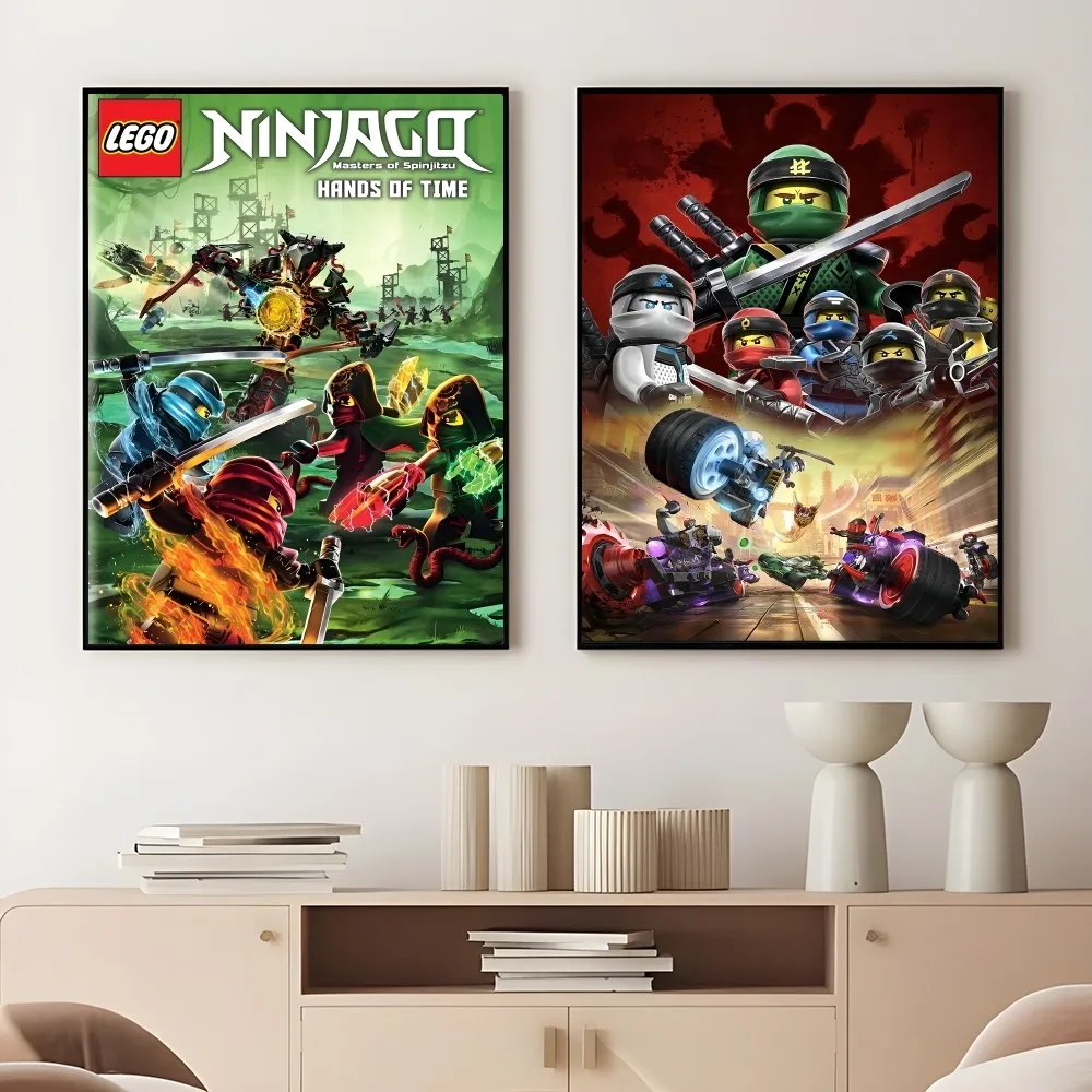 Cartoon N-NinJAGO Cool L-LEGO Poster Sticky Wall Art Printing Waterproof Home Living Bed Room Bar Aesthetic Decor