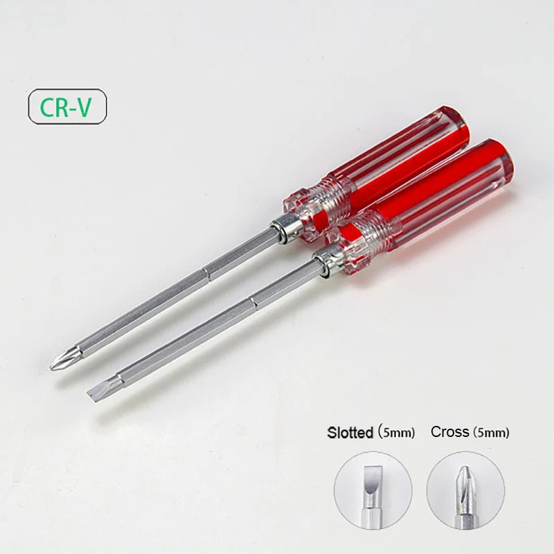 10pcs 5mm Tips Slotted Phillips Screwdriver 2 Way Slotted Cross Head Screwdriver Set Plastic Handle 177mm Long Hand Tools