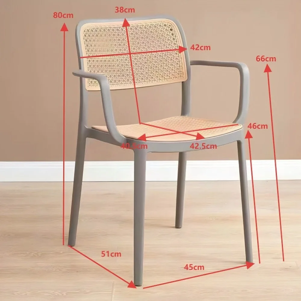 High Quality Plastic Dining Chair Classic Rattan Look Seat Ergonomic Stackable Furniture For Study Room Living Room Desk