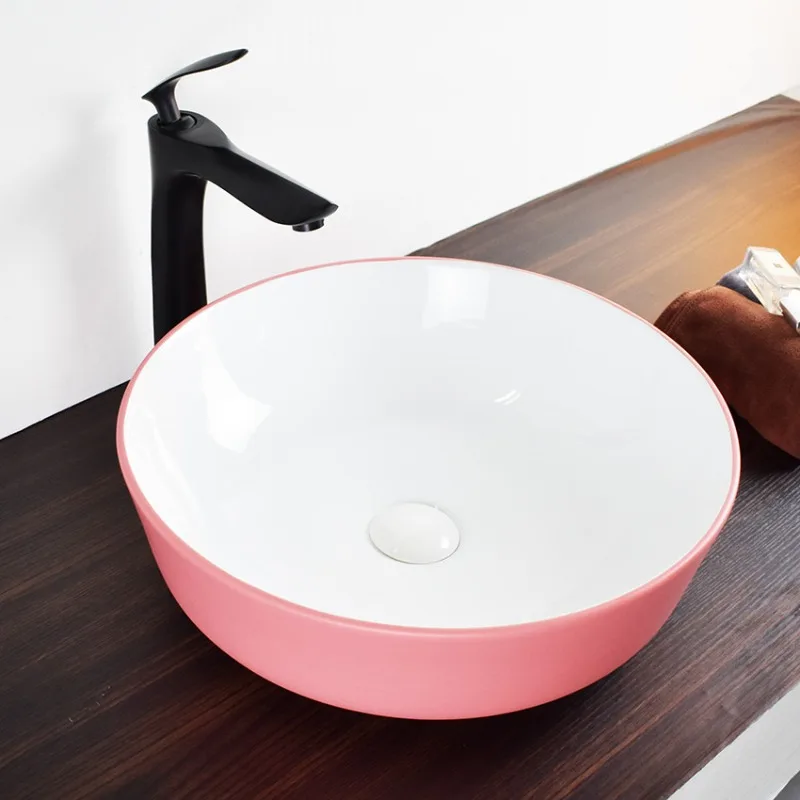 Nordic Industrial Wind Table Pink Modern Round Single Bathroom Art
