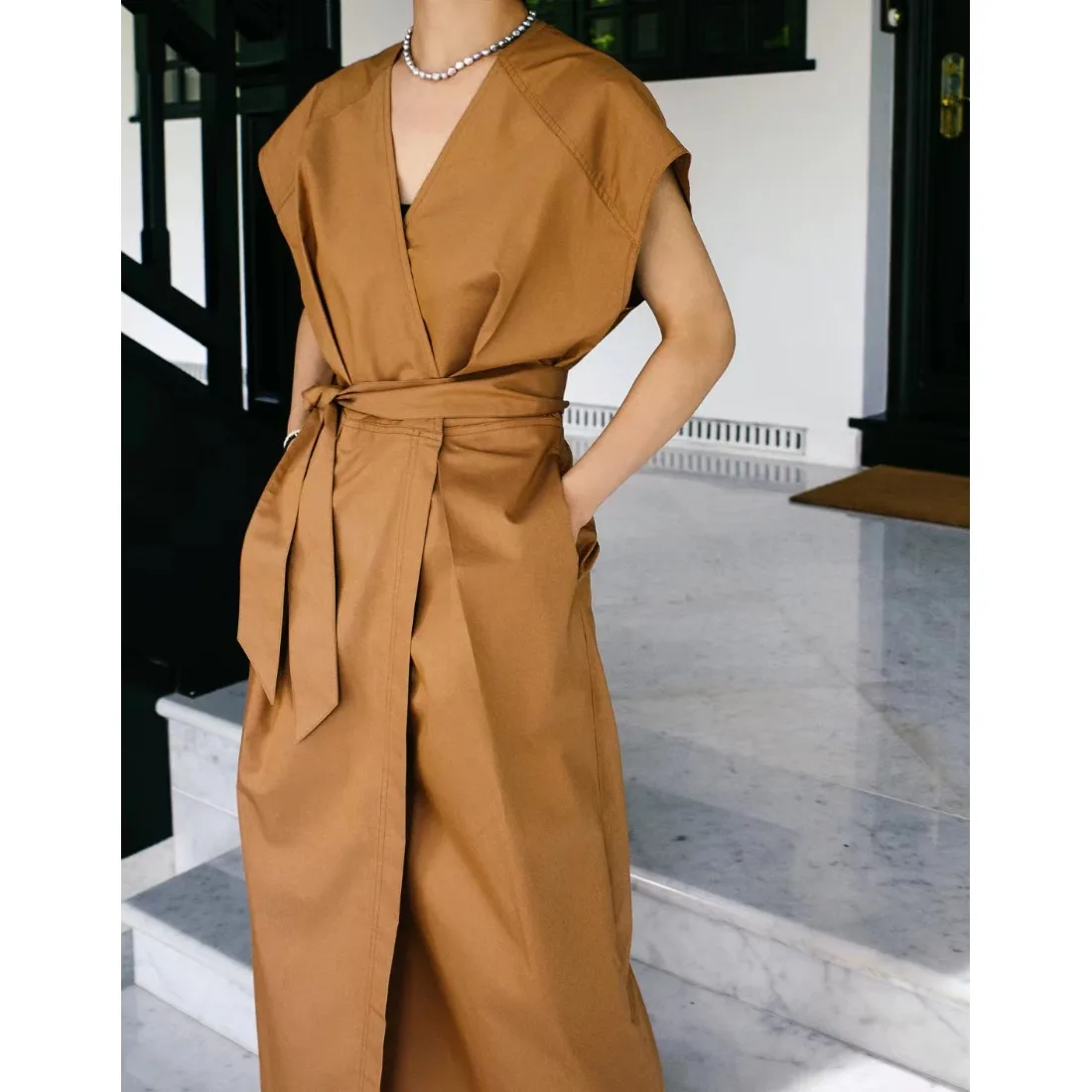

Ele Korean Sle Long Dr Classy Faionable Women's Clothing Spring Autumn Winter Seasonal Wear Casual Street Sle