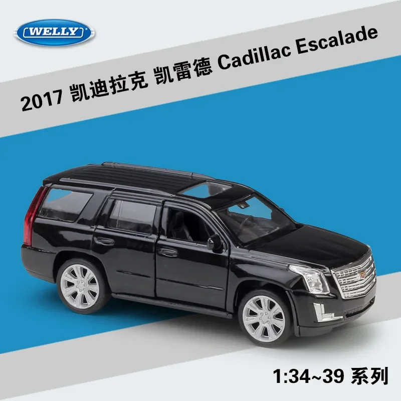 WELLY-vehículo de juguete Cadillac Escalade SUV, escala 1:36, 2017, modelo fundido a presión, coche extraíble, Colección educativa, regalo para