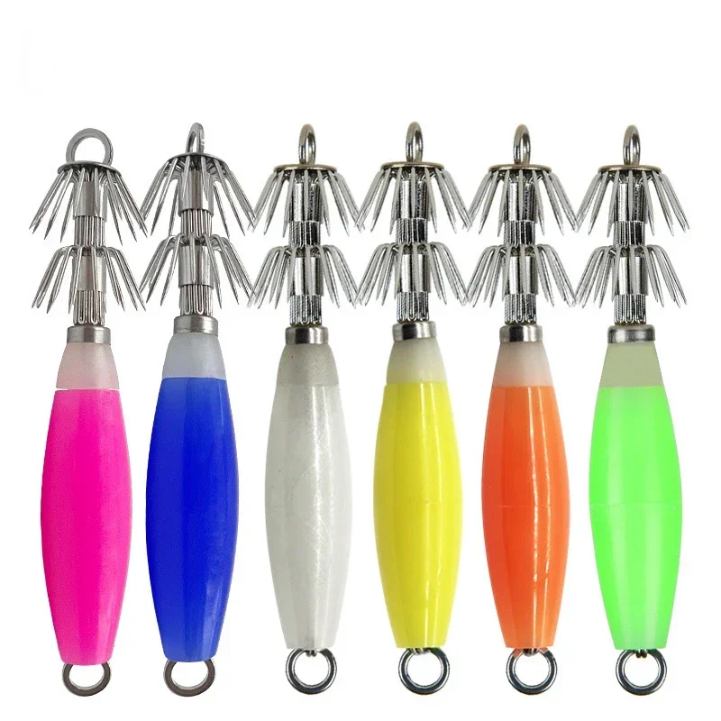 Luminous Squid Umbrella Hooks Octopus Hooks Squid Hooks Fishing Octopus Hooks Wooden Shrimp Hooks Fishing Supplies Multiple Hook