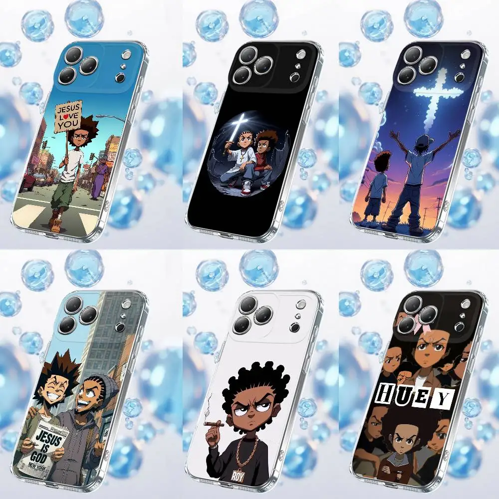 

Jesus Cross Riley Huey Freeman B-Boondocks Phone Case For iPhone 17,16,15,14,13,12,11 Plus,Pro,Max,Plus,E,Air,Mini Transparent