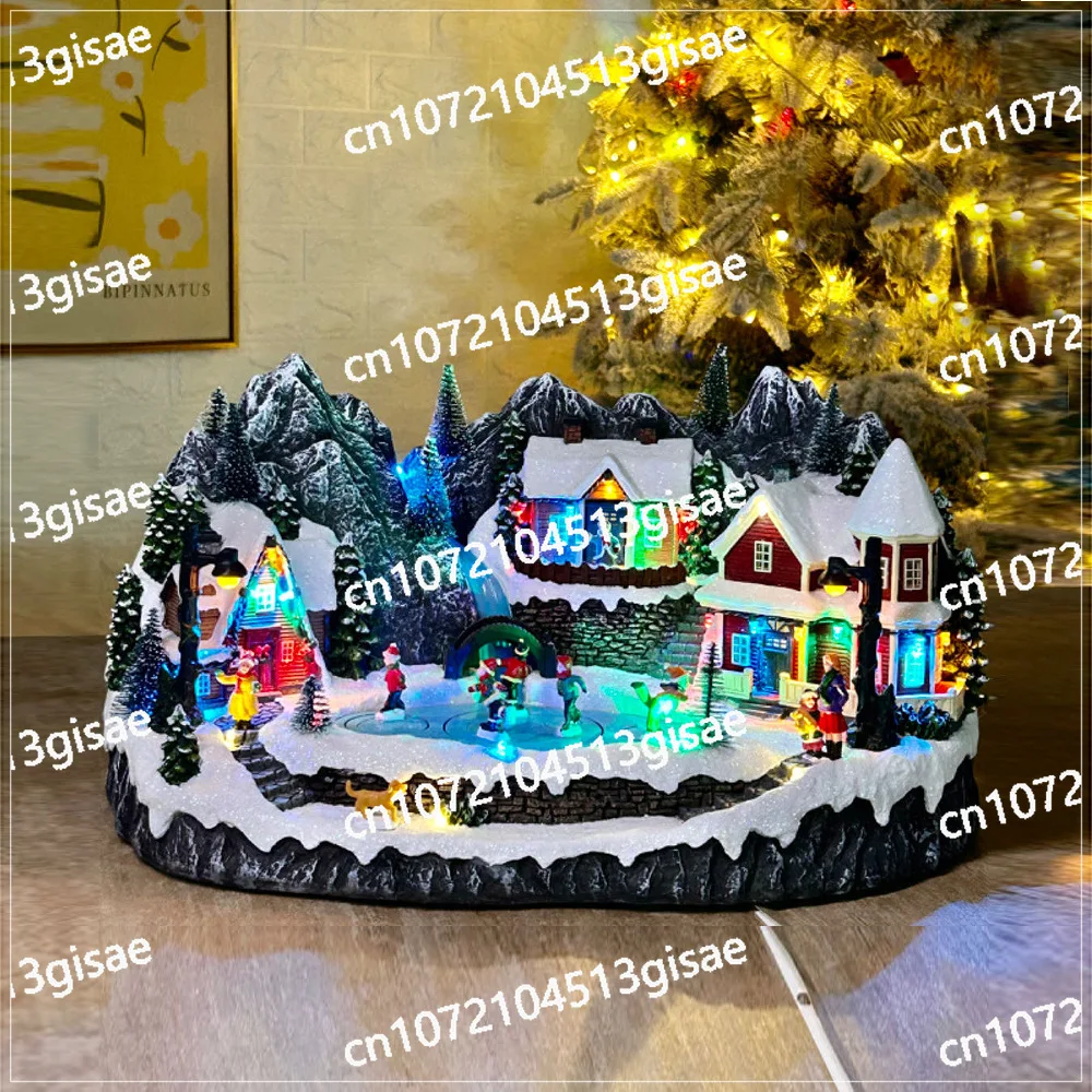 Christmas New Night Light Music Mansion Skating Mall Shopping Mall Home Living Room Decoration Accessories Europe and America