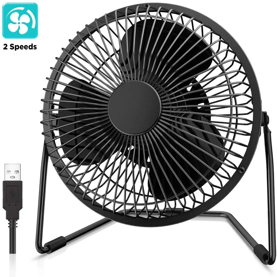 6inch USB Desktop Fan, Mini Portable Personal Cooling Fan, 2-Speed Adjustable, 360 ° Rotating, Bldc Brushless Dc Motor, Low Noise and Strong Airflow, Durable Metal Frame, Classic Retro Desktop Small Electric Fan, Suita