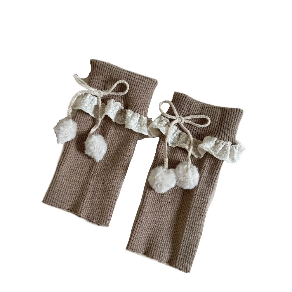 

Чулочно-носочные изделия Y2K Вязаные гетры JK Лолита Плюшевые шарики Зимние чехлы для ног Универсальные чехлы для ног Утолщенные теплые чулки Spicy Girls